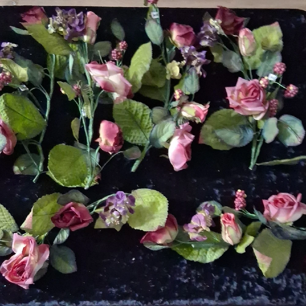Lot of 12 Pink Rose Floral Garland Strands Faux Flower Wedding Decor 13.5